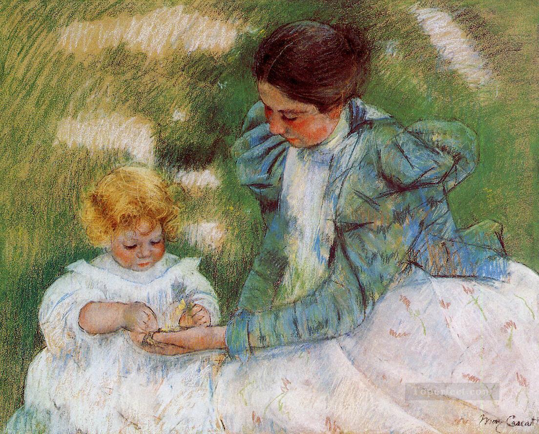 Madre jugando con su hijo madres hijos Mary Cassatt Pintura al óleo